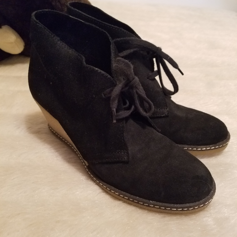 J. Crew black wedge heel ankle boots size 7